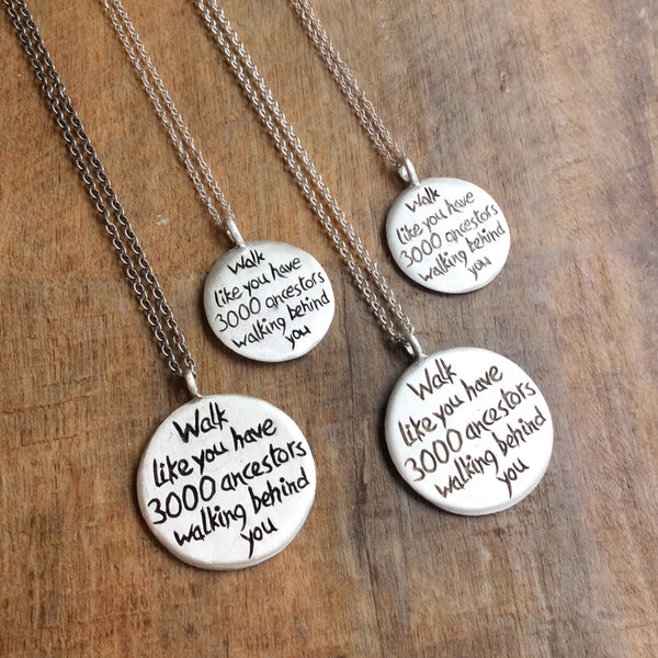 Large "I am my Ancestors" necklace (with darkened lettering)