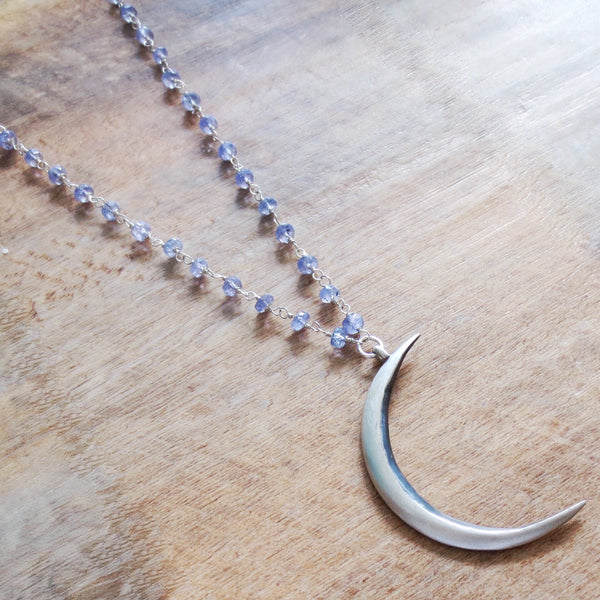 silver crescent moon necklace