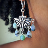Silver & Opal Empress Fan Earrings