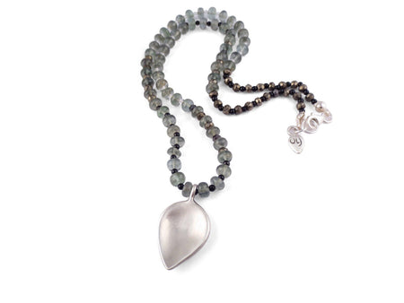Sterling Silver Small Lotus petal necklace & lotus petal earrings